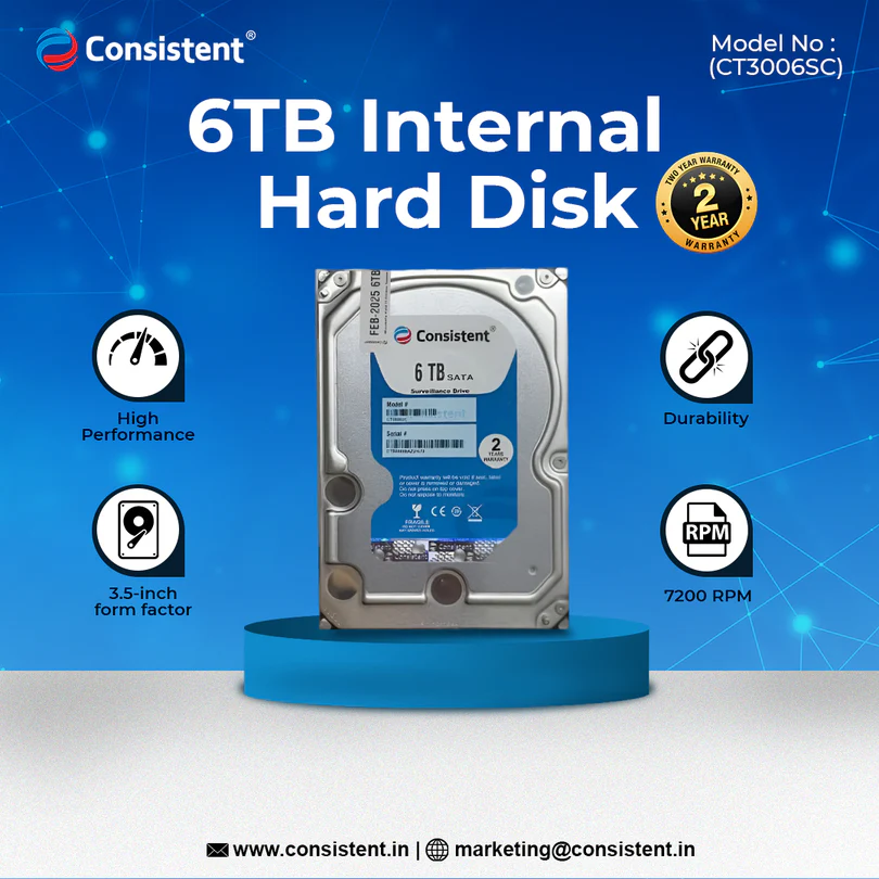 Consistent 6TB SATA Internal Hard Drive, 3.5"
