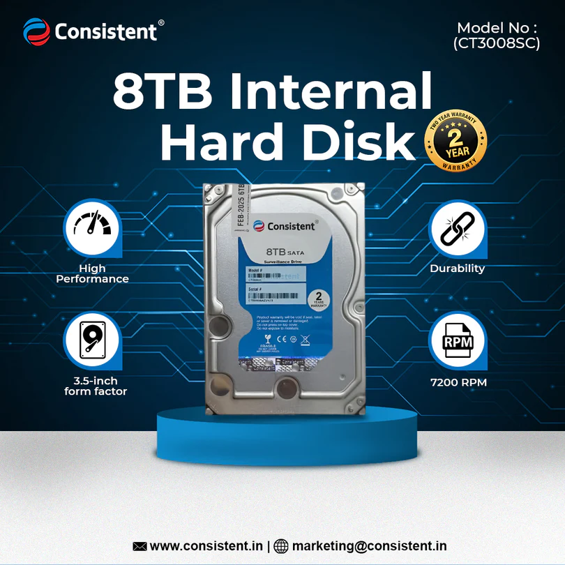 Consistent 8TB SATA Internal Hard Drive, 3.5"