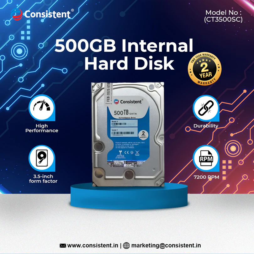 Consistent 500GB SATA Internal Hard Drive, 3.5"